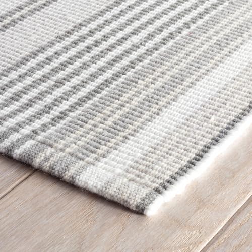 Dash & Albert Gradation Ticking Handwoven Indoor/Outdoor Rug 9x12 Feet Grey Stripe Pattern