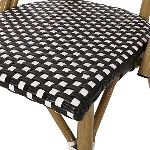 Christopher Knight Home Gwendolyn Outdoor French Bistro Chairs Set of 4 Black White Bamboo Print Finish
