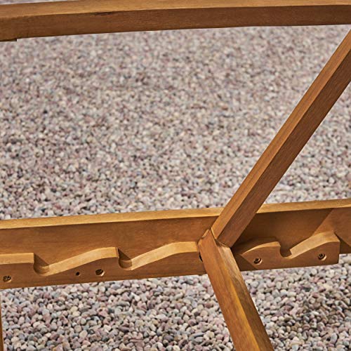 Great Deal Furniture Outdoor Rustic Acacia Wood Chaise Lounge Set of 4 Natural Stained + Mix Mocha