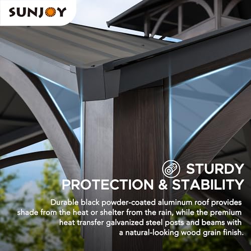 Sunjoy 12.5x12.5 ft. Hardtop Gazebo Aluminum & Galvanized Steel Black