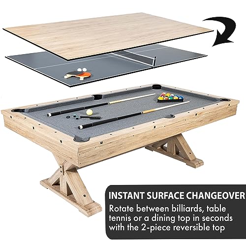 Freetime Fun 7 FT 3 in 1 Multi Game Pool Table with Dining Top Rustic Oak