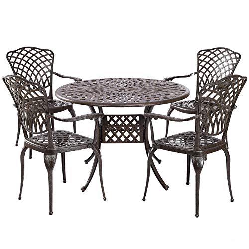 Kinger Home Arden 5-Piece Outdoor Dining Set for 4 Bronze