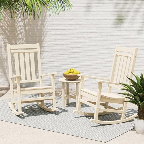 Polywood Estate 3-Piece Rocking Chair Set Sand