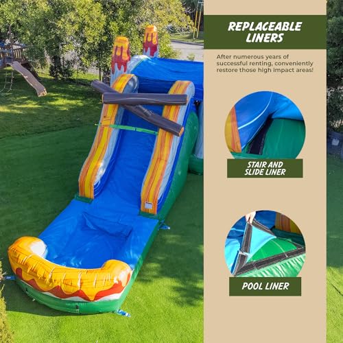 XJUMP T-Rex Dinosaur Inflatable Water Slide Bounce House Green