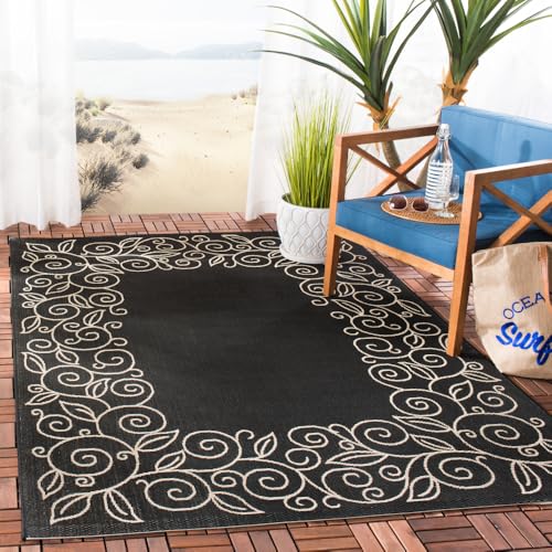 Safavieh Courtyard Collection Area Rug 6'7" x 9'6" Black/Beige