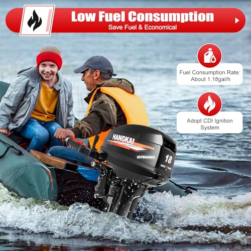 FXEIPOL 18HP Outboard Motor 2 Stroke 246CC Black