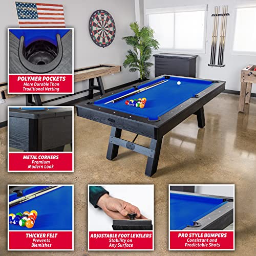GoSports 7 ft Pool Table with Wood Finish Blue