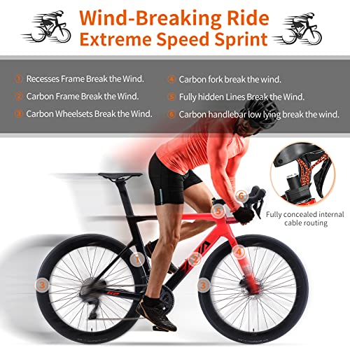 SAVADECK Carbon Fiber Road Bike ULTEGRA R8000 R8020 Disc Brake Thru Axle System Black White