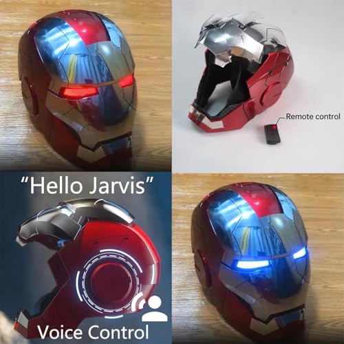 fehfuek Iron-Man Mark 5 Electronic Helmet Silver with Voice Control & LED Eyes