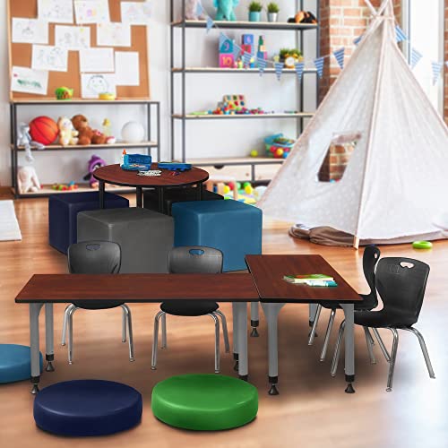 Romig Adjustable Classroom Table Cherry with 2 Stack Chairs Black
