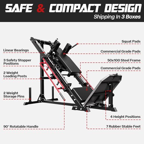 Mappding Leg Press Machine Hack Squat Equipment Red