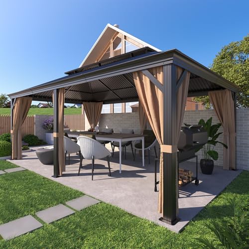 Greesum 12'x20' Hardtop Metal Gazebo Black