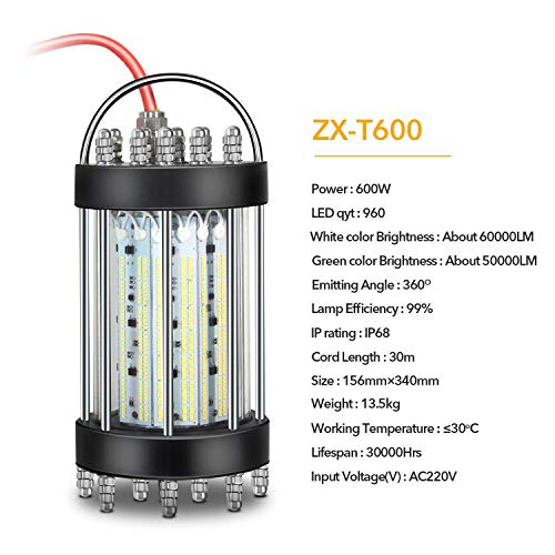 efuture IP68 600W LED Underwater Fishing Light Green