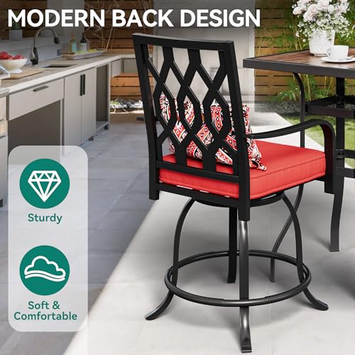 YITAHOME 5 Piece Outdoor Bar Height Table and Chairs Set Red