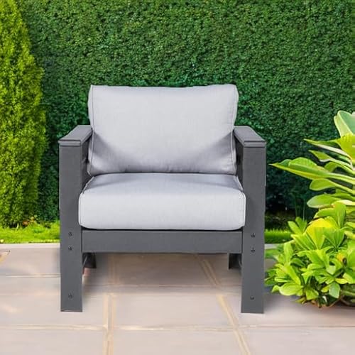 Signature Design by Ashley Outdoor Amora HDPE Patio Lounge Chair 2 Count Grey