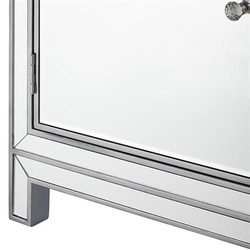 Elegant Lighting Reflexion Mirrored Nightstand Antique Silver