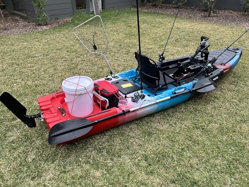 Reel Yaks Reactor 11.5ft Propeller Pedal Drive Fishing Kayak 550lbs Capacity Red White Blue