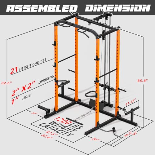 VANSWE Power Cage with LAT Pulldown Attachment Orange