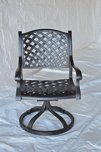 BOTARO Nassau Outdoor Patio 4 Swivel Rocker Dining Chairs Dark Bronze