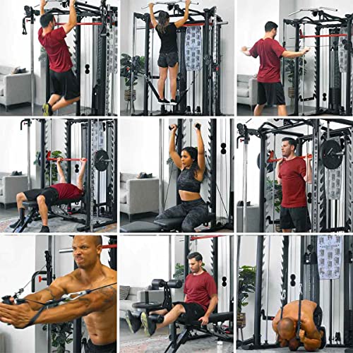 Inspire Fitness SCS Smith System - Cage System - Functional Trainer Home Gym With Smith Machine - Cable Machine - D Handles, Ankle Strap, Multi-Function Belt - Inspire SCS System (No Bench)