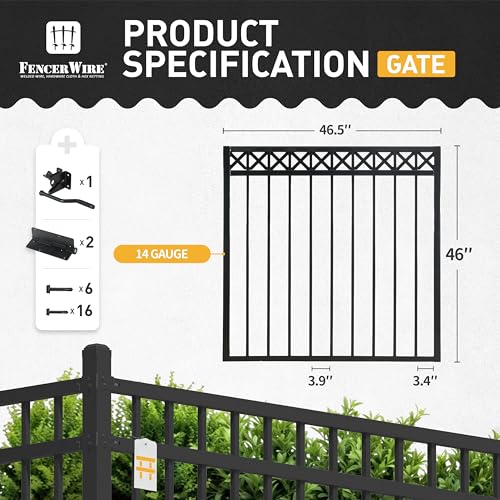 Fencer Wire Heavy Duty Decorative Fence Gate Black, 4FT x 4FT, Pack of 5