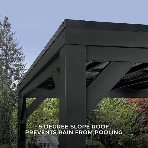 Backyard Discovery Stonebridge 20' x 9.5' Galvanized Steel Outdoor Gazebo Pavilion Black