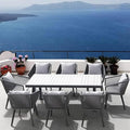 Astomi 9-Piece Outdoor Dining Set with Updated Longer Desk, All-Weather Resistant, Grey