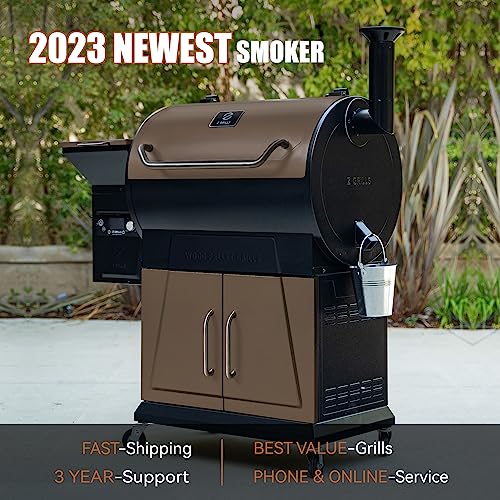 Z GRILLS Pellet Grill Smoker with PID 2.0 Controller, LCD Screen, 2 Meat Probes, 697 sq in Cooking Area, Huge Storage Cabinet, Rain Cover Bronze