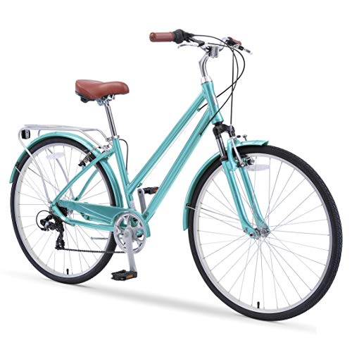 sixthreezero Pave n' Trail Women's 7-Speed Committed Rider Hybrid Bike Teal w/ Brown Seat/Grips