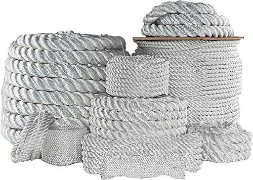 SGT KNOTS Twisted Nylon Rope Heavy Duty Utility Cord 1.5" x 600ft White