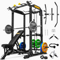 ToughFit 2024 T2 Power Cage Multi-Function Power Rack with LAT Pulldown Black