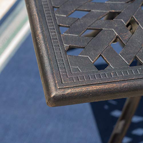 GDF Studio 7 Piece Cast Aluminum Outdoor Dining Set Shiny Copper