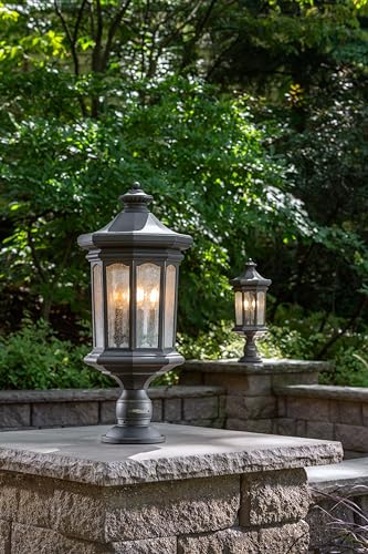 Hinkley Raley Large Post Top Lantern Aluminum Clear Water Glass Shade Oil-Rubbed Bronze