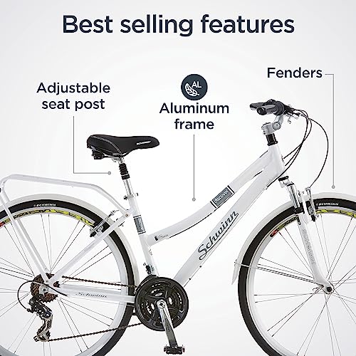 Schwinn Discover Hybrid Bike 21-Speed 28-Inch White