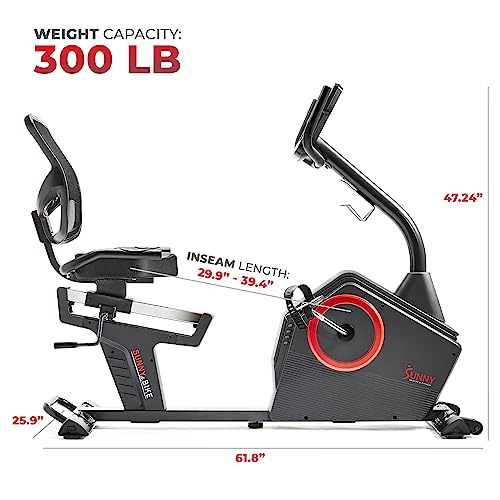 Sunny Health & Fitness Smart Recumbent Bike Black