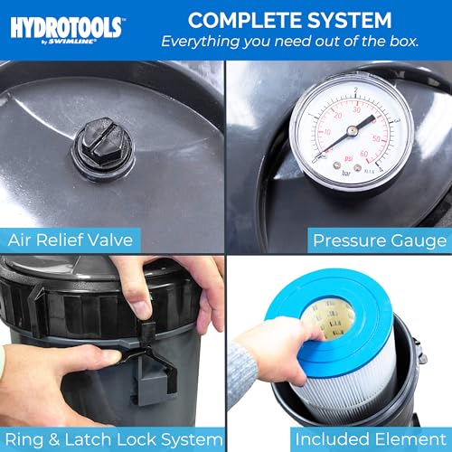 Swimline HYDROTOOLS Sure-Flo Pool Cartridge Filter Pump 100 SQ FT Cleaner System VARIABLE DUAL 2-SPEED 1.5 HP Gray