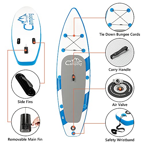 Camping Inflatable Stand Up Paddle Board Blue and White