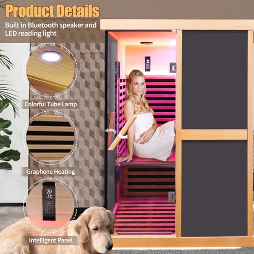 ToTibuy Infrared Sauna 2-Person APP Control Wood Color