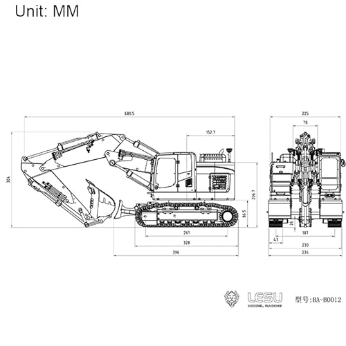 TOUCAN RC HOBBY 1/14 Lesu Metal Three-Arm Hydraulic RC Excavator Model