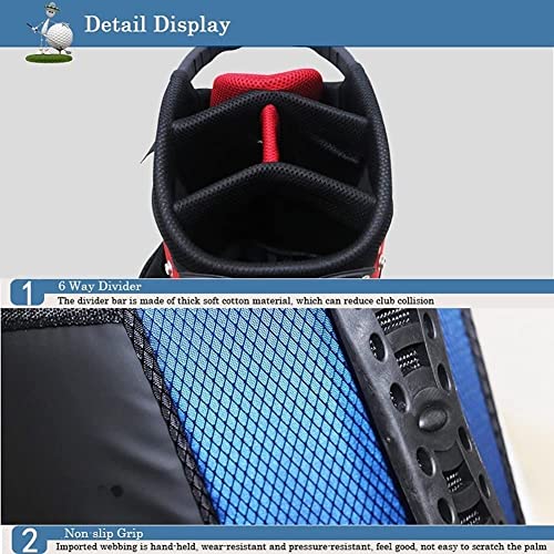 OEIPSMK Waterproof Durable Golf Stand Bag 6-Way Dividers 7 Pockets A