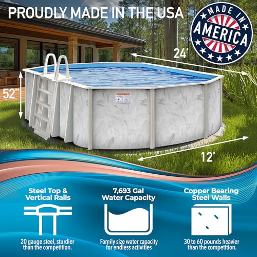 Shop Square 12’ x 24’ Oval Above Ground Pool Kit with Steel Wall Silver