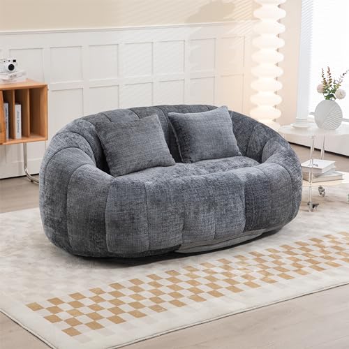 NDPQN Chenille Bean Bag Sofa High Back Lounger Grey