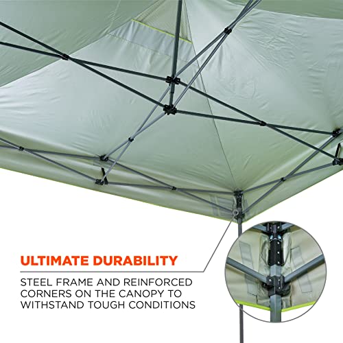 Ergodyne SHAX 6053 Fully Enclosed Pop Up Canopy Tent with Sidewalls 10ft x 10ft Lime