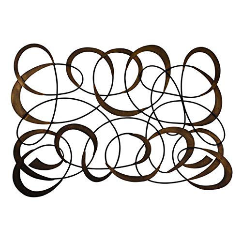 MY SWANKY HOME Extra Large 57" Modern Swirl Iron Wall Art Metal Grille Plaque Brown