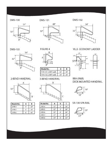 S.R. Smith Stainless Steel Braced Swimming Pool Handrail