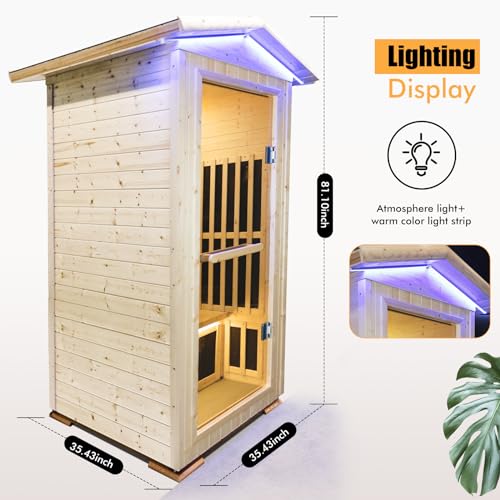 Daleyzay One Person Far Infrared Sauna Natural Finnish Spruce