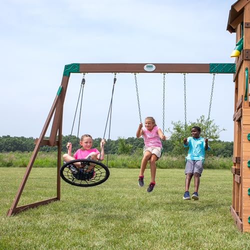 Backyard Discovery Highlander All Cedar Wooden Swing Set Light Brown
