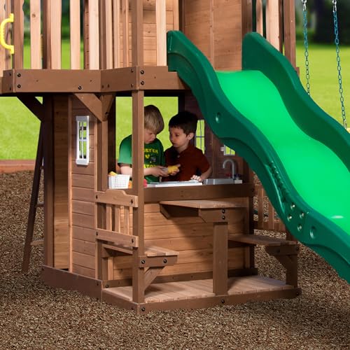 Backyard Discovery Mount Triumph Cedar Swing Set Light Brown