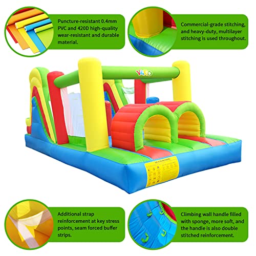 YARD Inflatable Obstacle Course Bounce House with Slide for Ages 3-12 Green