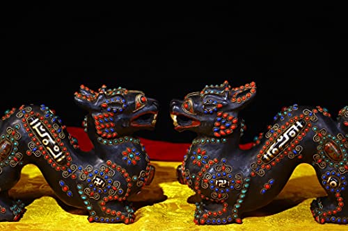 Generic Tibetan Temple Meteorite Dzi Beads Dragon Pair 10
